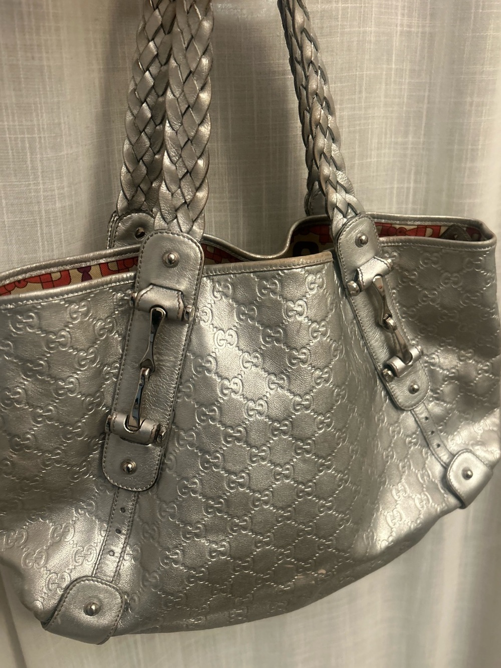 Y2K Large Stunning horse bit embellished monogram embossed leather - Picture 2 of 16